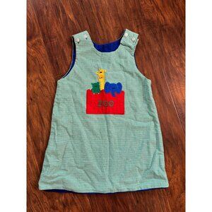 The Bailey Boys Girls Zoo-Themed Green Gingham Jumper Dress 4T Back to School